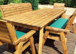 Charles Taylor Trading Eight Seater Rectangular Table Set With Cushion - W340 X D216 X H98 - Fully Assembled - Green - thumbnail 5