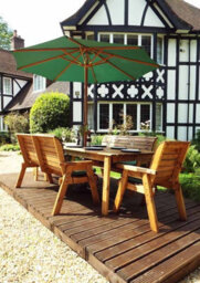 Charles Taylor Trading Eight Seater Rectangular Table Set With Cushion - W340 X D216 X H98 - Fully Assembled - Green - thumbnail 2