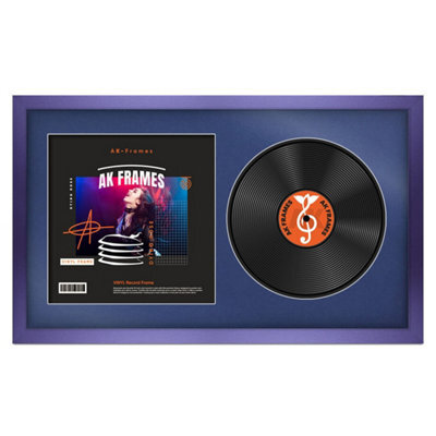 "30X17"" Purple Modern Vinyl Record Frame With Blue Mount For 12 Inch Lp Album Cover & Disc - Ak Frames" - image 1