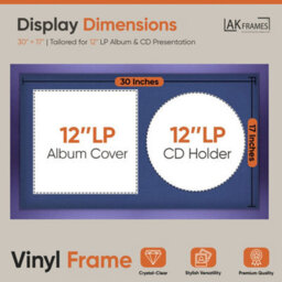 "30X17"" Purple Modern Vinyl Record Frame With Blue Mount For 12 Inch Lp Album Cover & Disc - Ak Frames" - thumbnail 2