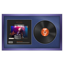 "30X17"" Purple Modern Vinyl Record Frame With Blue Mount For 12 Inch Lp Album Cover & Disc - Ak Frames"