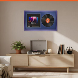 "30X17"" Purple Modern Vinyl Record Frame With Blue Mount For 12 Inch Lp Album Cover & Disc - Ak Frames" - thumbnail 8