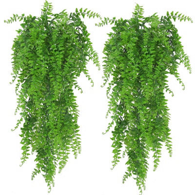 Artificial Hanging Plants Fern Vine, Fake Hanging Ivy Leaf Decoration For Indoor And Outdoor Use, Greenery Decor, 2Pcs - image 1