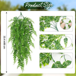 Artificial Hanging Plants Fern Vine, Fake Hanging Ivy Leaf Decoration For Indoor And Outdoor Use, Greenery Decor, 2Pcs - thumbnail 2
