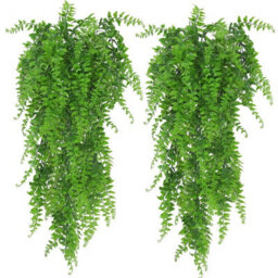 Artificial Hanging Plants Fern Vine, Fake Hanging Ivy Leaf Decoration For Indoor And Outdoor Use, Greenery Decor, 2Pcs - thumbnail 1
