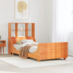 Berkfield Bookcase Bed Without Mattress Wax Brown 75X190 Cm Small Single Solid Wood - thumbnail 1