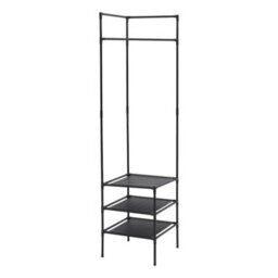 Black 3 Tier Standard Garment Rack With Shoe Storage Coat Stand Clothes Hanger Home Entryway - thumbnail 4
