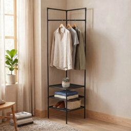 Black 3 Tier Standard Garment Rack With Shoe Storage Coat Stand Clothes Hanger Home Entryway - thumbnail 5