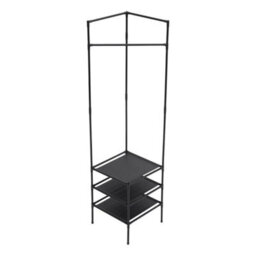 Black 3 Tier Standard Garment Rack With Shoe Storage Coat Stand Clothes Hanger Home Entryway - thumbnail 1