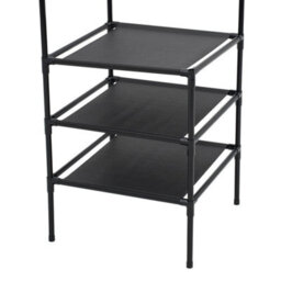 Black 3 Tier Standard Garment Rack With Shoe Storage Coat Stand Clothes Hanger Home Entryway - thumbnail 2