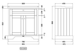 Hudson Reed Floor Standing 2 Door Traditional Vanity Unit With 1 Tap Hole Ceramic Basin, Hunter Green, 820 X 470 mm - thumbnail 7