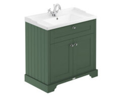 Hudson Reed Floor Standing 2 Door Traditional Vanity Unit With 1 Tap Hole Ceramic Basin, Hunter Green, 820 X 470 mm - thumbnail 4