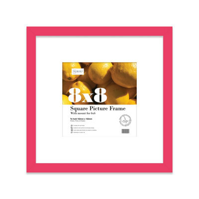 "8X8"" Bright Pink Picture Frame - 8X8"" Square Frame With 6X6"" Mount For 8X8""/6X6"" Pictures Art Deco Style Room Decor, 1 Pack" - image 1