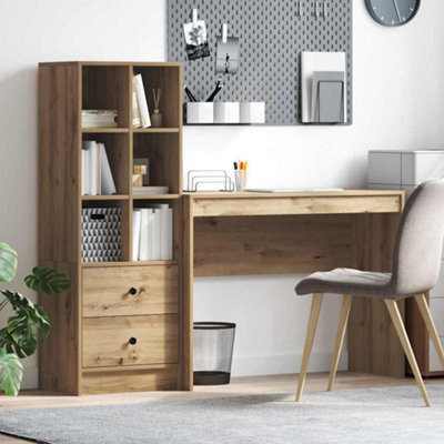 Berkfield Desk With Storage Artisan Oak Engineered Wood - image 1