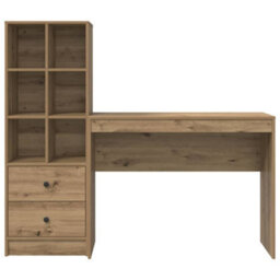 Berkfield Desk With Storage Artisan Oak Engineered Wood - thumbnail 7