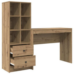 Berkfield Desk With Storage Artisan Oak Engineered Wood - thumbnail 6