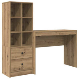 Berkfield Desk With Storage Artisan Oak Engineered Wood - thumbnail 2