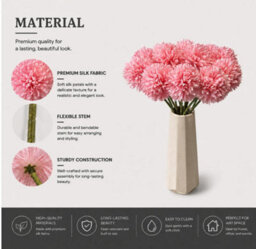 Amorly 18Pcs Artificial Pure Pink Ball Chrysanthemum Flowers Artificial Mums Flowers For Home Table Centerpiece Decor Silk Flowers - thumbnail 4