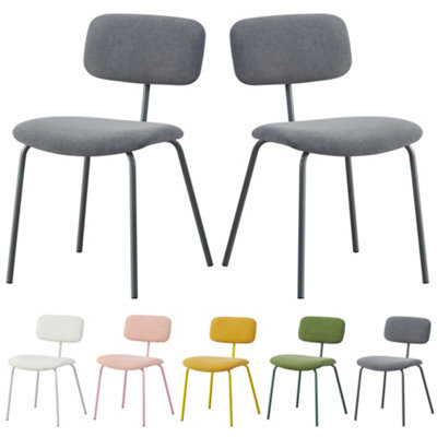 Mof Modern Upholstered Dining Chairs Set Of 2 Fabric Padded Seat With Metal Legs (Grey X2) - image 1
