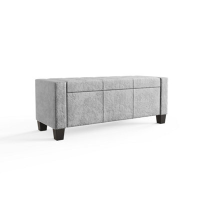 Velvet Ottoman Storage Bench Window Seat Box Bedroom Living - image 1