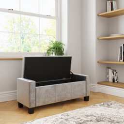 Velvet Ottoman Storage Bench Window Seat Box Bedroom Living - thumbnail 4