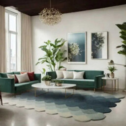 Blue Grey Teal Abstract 12mm Thick Stain-Resistant Rug For Bedroom, & Living Room, Easy To Clean Wool Rug-120Cm X 170Cm - thumbnail 1