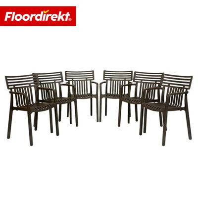 Floordirekt 6 Pack Stackable Garden Chairs Weather Resistant Uv Protected Patio Balcony Dining Set Anthracite 60 X 51 Cm - image 1