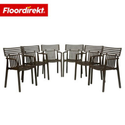 Floordirekt 6 Pack Stackable Garden Chairs Weather Resistant Uv Protected Patio Balcony Dining Set Anthracite 60 X 51 Cm - thumbnail 1
