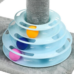 "25"" Cats Scratcher With Soft Smooth Plush Carpet - Kitten Scratch Post Indoor With Sisal Pole - With Playful Cat Track Toy Balls" - thumbnail 3