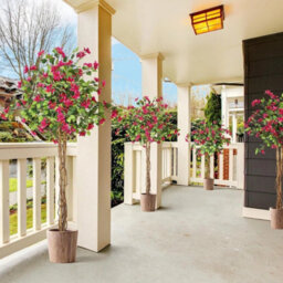 Artificial Bougainvillea Tree 4Ft Fake Flower Tree Indoor With White Pot - thumbnail 5