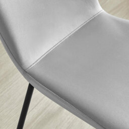 Furniturebox Set Of 2 Dining Chairs - Asti Modern Dining Chairs - Grey Velvet Black Leg Dining Chairs - Kitchen Dining Room Chairs - thumbnail 6