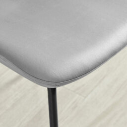 Furniturebox Set Of 2 Dining Chairs - Asti Modern Dining Chairs - Grey Velvet Black Leg Dining Chairs - Kitchen Dining Room Chairs - thumbnail 7