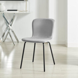 Furniturebox Set Of 2 Dining Chairs - Asti Modern Dining Chairs - Grey Velvet Black Leg Dining Chairs - Kitchen Dining Room Chairs - thumbnail 4