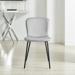 Furniturebox Set Of 2 Dining Chairs - Asti Modern Dining Chairs - Grey Velvet Black Leg Dining Chairs - Kitchen Dining Room Chairs - thumbnail 5