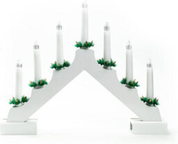 Christmas Candle Bridge 7 Led Battery Operated Wooden Xmas Decoration With 6 Hour Timer For Windowsill Or Table Display - White - thumbnail 5