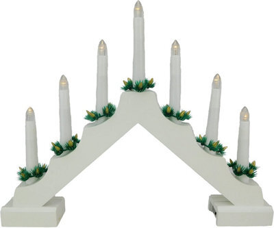 7 Led Wooden Christmas Candle Bridge Battery Operated Indoor Xmas Festive Pre-Lit Warm White Light Window Decoration Arch - image 1