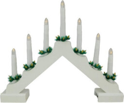 7 Led Wooden Christmas Candle Bridge Battery Operated Indoor Xmas Festive Pre-Lit Warm White Light Window Decoration Arch - thumbnail 1