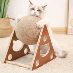 B Cat Scratching Toy Natural Sisal Rotatable Ball Interactive Kitten Scratcher Toy - thumbnail 4