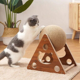 B Cat Scratching Toy Natural Sisal Rotatable Ball Interactive Kitten Scratcher Toy - thumbnail 5
