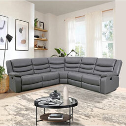 Furniture in Fashion Sorreno Bonded Leather Recliner Corner Sofa In Dark Grey