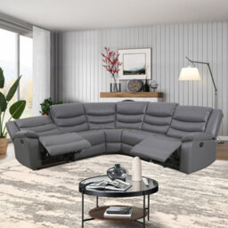 Furniture in Fashion Sorreno Bonded Leather Recliner Corner Sofa In Dark Grey - thumbnail 2