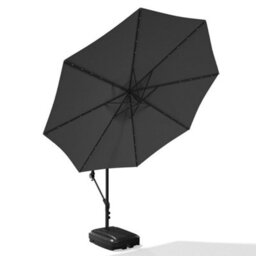 Living And Home 3M Led Lighted Large Garden Cantilever Parasol Outdoor Patio Banana Umbrella Crank Tilt With 60L Fillable Base, Dark Grey - thumbnail 4