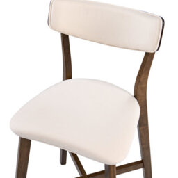 Wyld And Coco Armless Retro Bar Chairs Set Of 2 Brown Rubberwood With Cream Off-White Upholstery - thumbnail 7