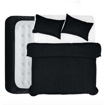 Aspire Homeware Black Duvet Cover Complete Set, Reversible Modern Bedding Set, Double (L)200Cm X (W)200Cm - image 1