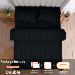 Aspire Homeware Black Duvet Cover Complete Set, Reversible Modern Bedding Set, Double (L)200Cm X (W)200Cm - thumbnail 2