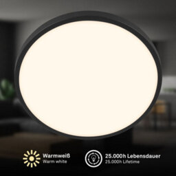 Briloner Black Led Ceiling Light Round Panel Hallway Living Room Lamp 33Cm, 17,5W, 2400Lm - thumbnail 4