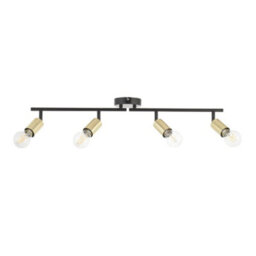 First Choice Lighting Journey - Matt Black & Gold 4 Way Adjustable Ceiling Spotlight - thumbnail 1
