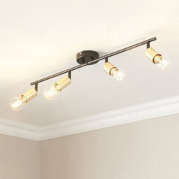 First Choice Lighting Journey - Matt Black & Gold 4 Way Adjustable Ceiling Spotlight - thumbnail 5
