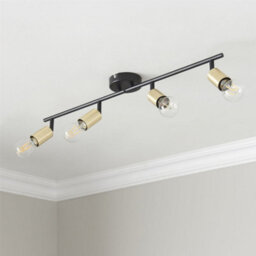 First Choice Lighting Journey - Matt Black & Gold 4 Way Adjustable Ceiling Spotlight - thumbnail 4