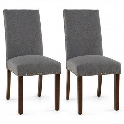 Gainoom Set Of 2 Dining Chairs Upholstered Dinner Chairs High Back Grey - image 1